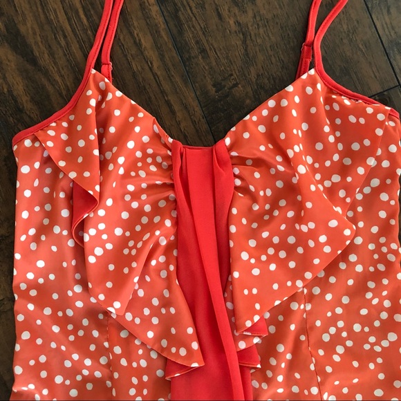 Esley - Red/Orange Polka Dot Midi - Size S - Picture 2 of 6